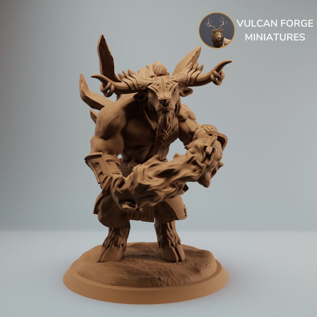 Minotaur fire mage, minotaur shaman with fireball - supported